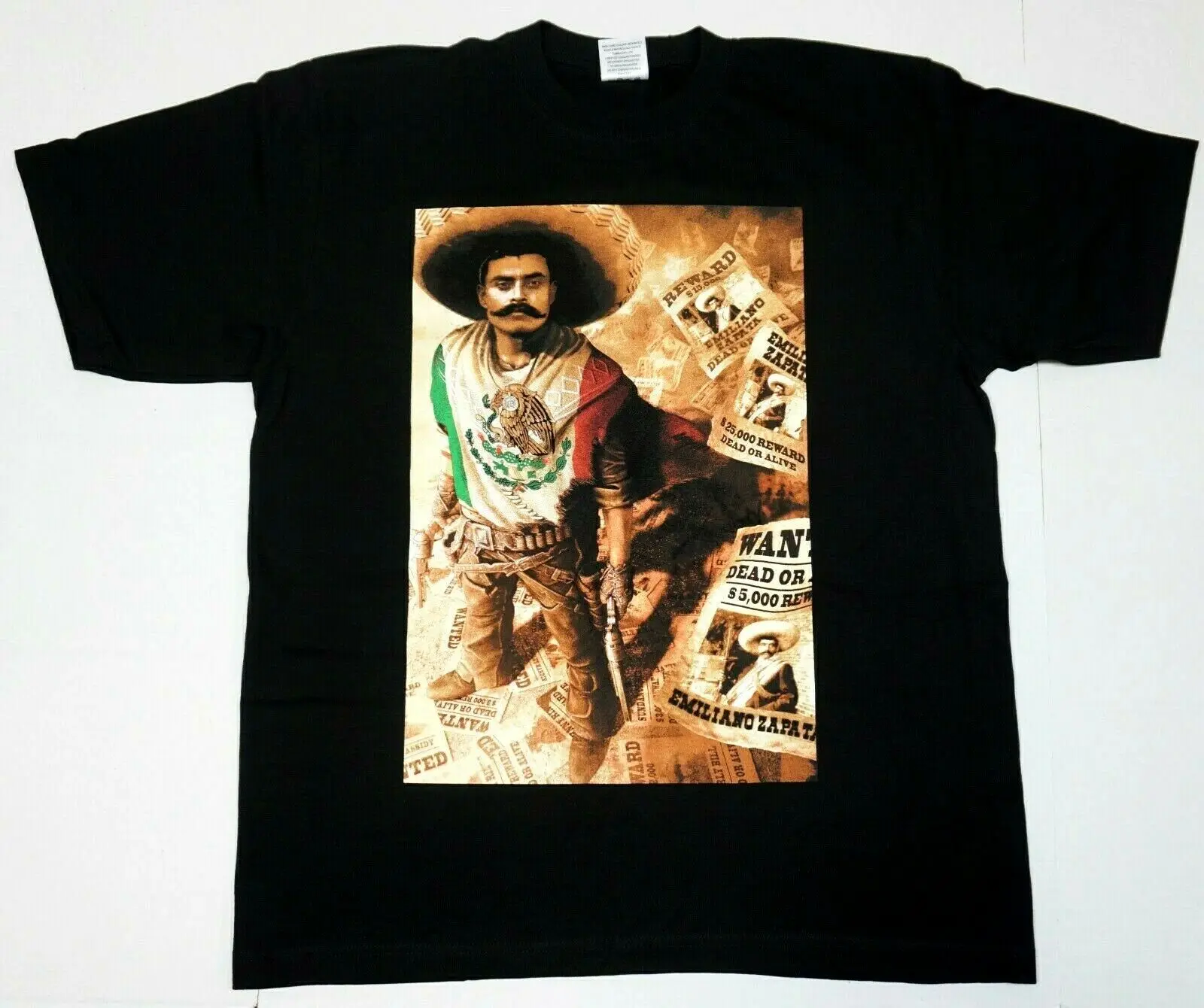 Camiseta con estampado de revolución mexicana Emiliano Zapata, camiseta informal de manga corta con cuello redondo de algodón 100% para hombre, talla S-3XL