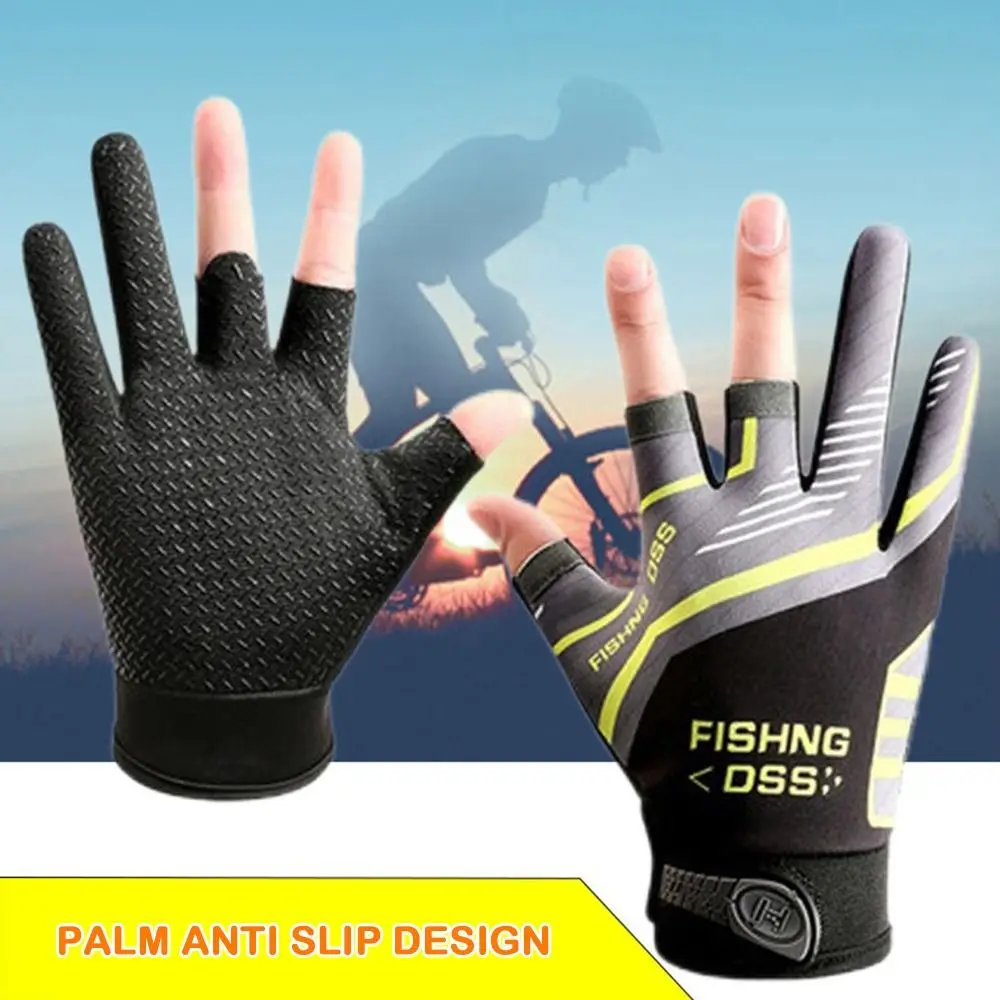 

New Ice Silk Fishing Gloves Breathable Anti-Slip Three Finger Cut Gloves Thin Sunscreen 3 Finger Glove Fish Equipment