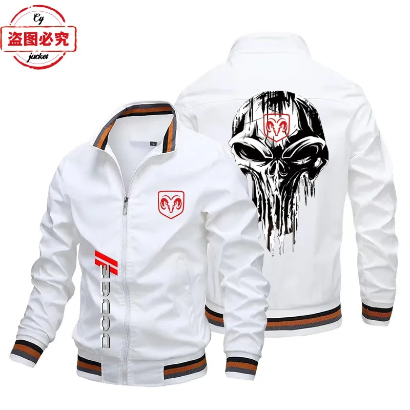 Dodge car logo racing suit jacket loose long-sleeved men's top zipper cardigan stand-up collar jacket work clothes group clothes