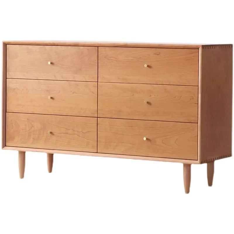 

Nordic all solid wood cherry wood six-chest cabinet, Japanese simple drawer locker