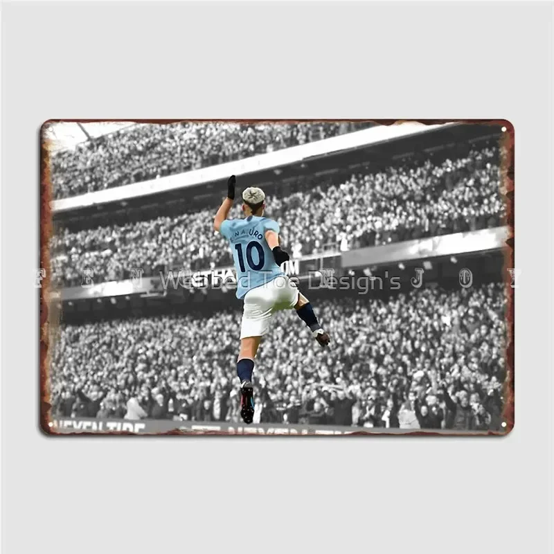 Sergio Aguero Metal Sign Cinema Living Room Cinema Vintage Mural Painting Tin Sign Posters