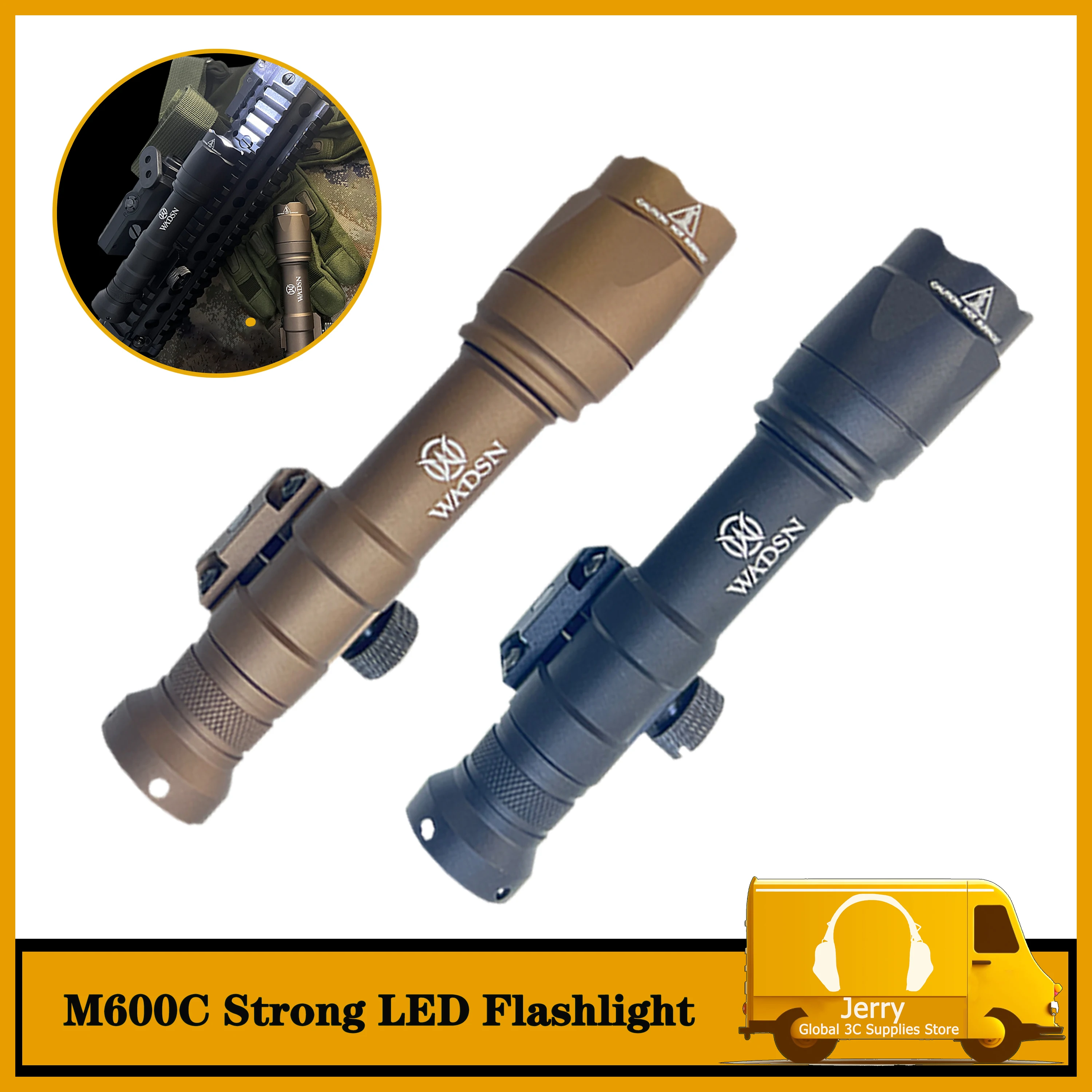 M600C Powerful Flashlight Outdoor Hunting Torch Reconnaissance 400lm White LED Light,Fit 20mm Rail Gun Weapon Scout Accessories