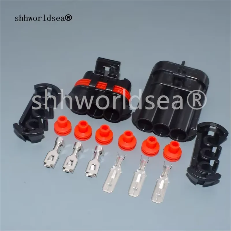 Shhworldsea 3 Pin 6.3mm car Waterproof Female And Male Automotive Cooler Fan Connector Auto Plug 12124685 15358681 For Haval H3