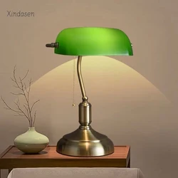 Vintage Led Table Lamp Banker's Lamp Zipper Switch Desk Lamp Office Bedroom Bedside Study Reading Table Light настольная лампа