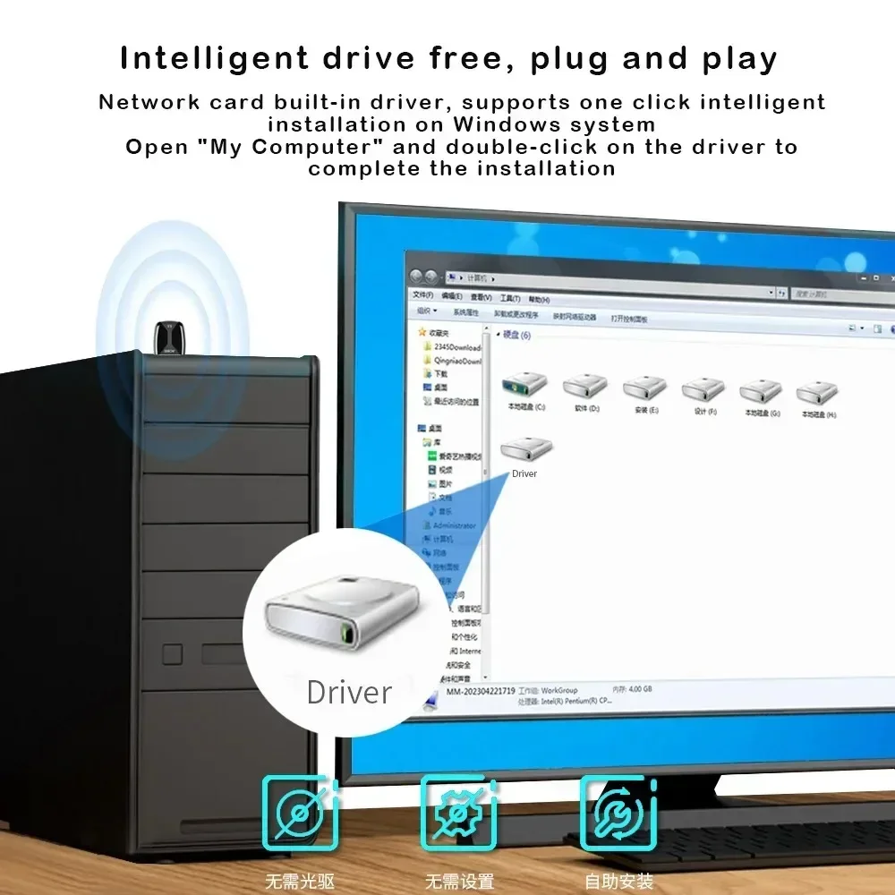 650Mbps USB واي فاي محول ثنائي النطاق 2.4G/5.8Ghz بطاقة الشبكة 600Mbps إيثرنت واي فاي Lan محول دونغل استقبال واي فاي لاسلكي