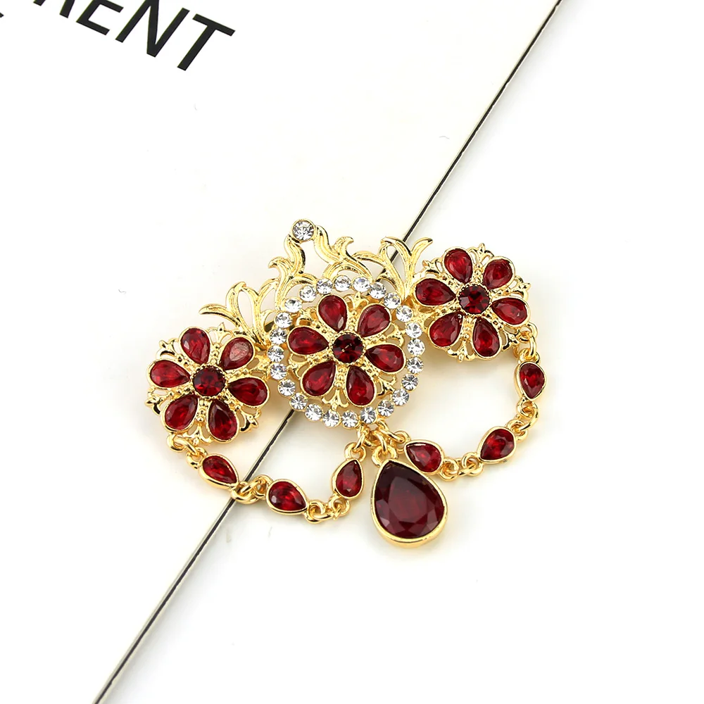 

Neovisson Luxuriant Gold Color Moroccan Brooch Pin for Women Colorful Crystal Caftan Wedding Jewelry Bride Party Gift