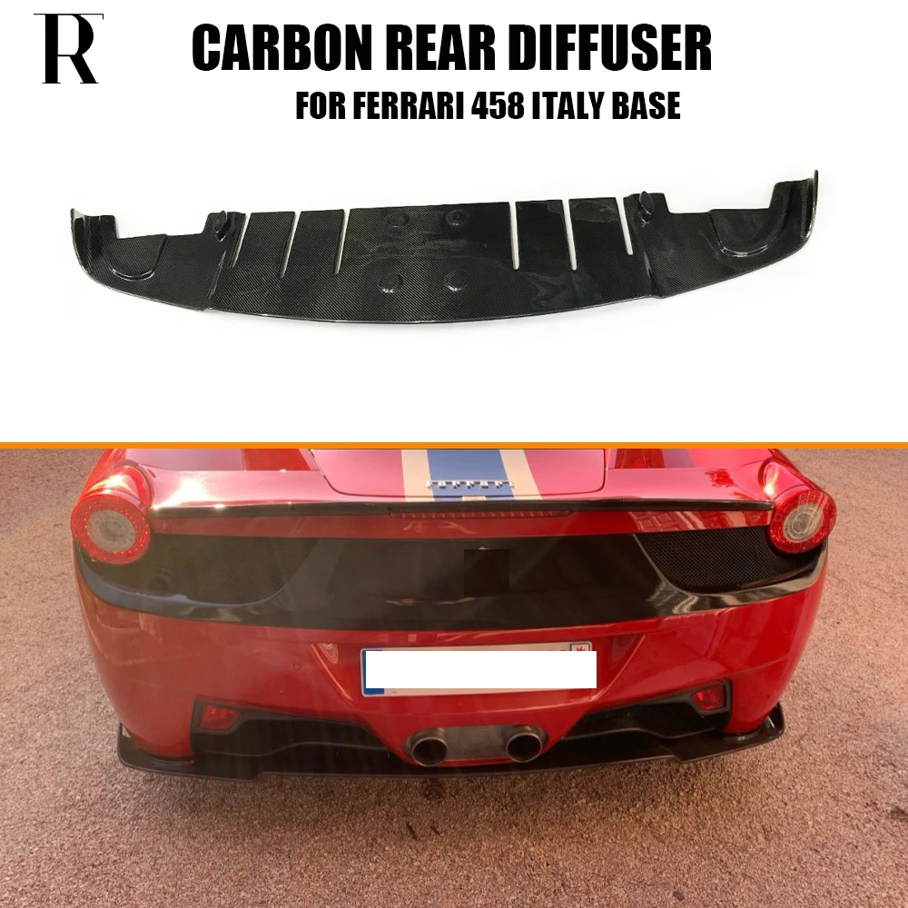 V Style Carbon Fiber Rear Bumper Diffuser For Ferrari 458 Italia Spider 2011 - 2016 Racing Car Style Lip Spoiler Splitter