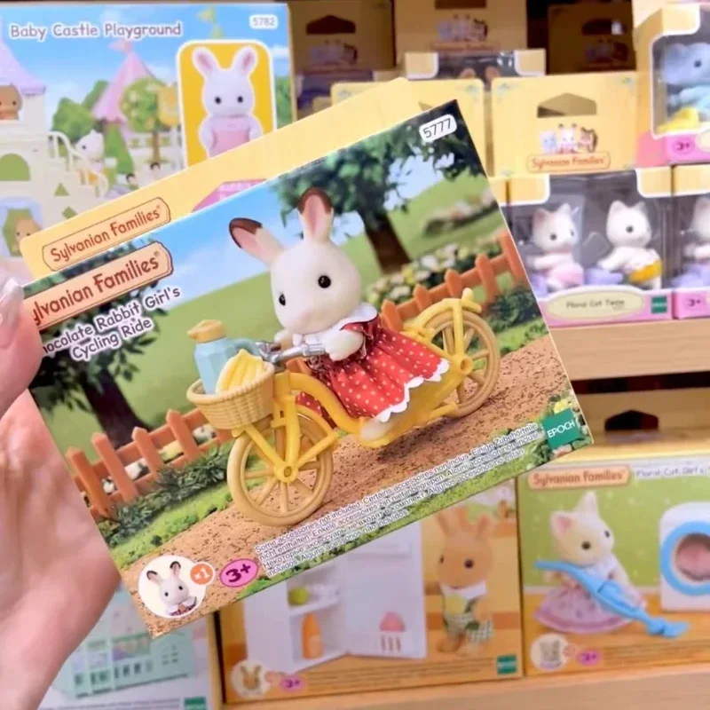 シルバニアの家族のための群がったおもちゃ,かわいいキッチン家具,自転車のアニメフィギュア,部屋の装飾,ギフト