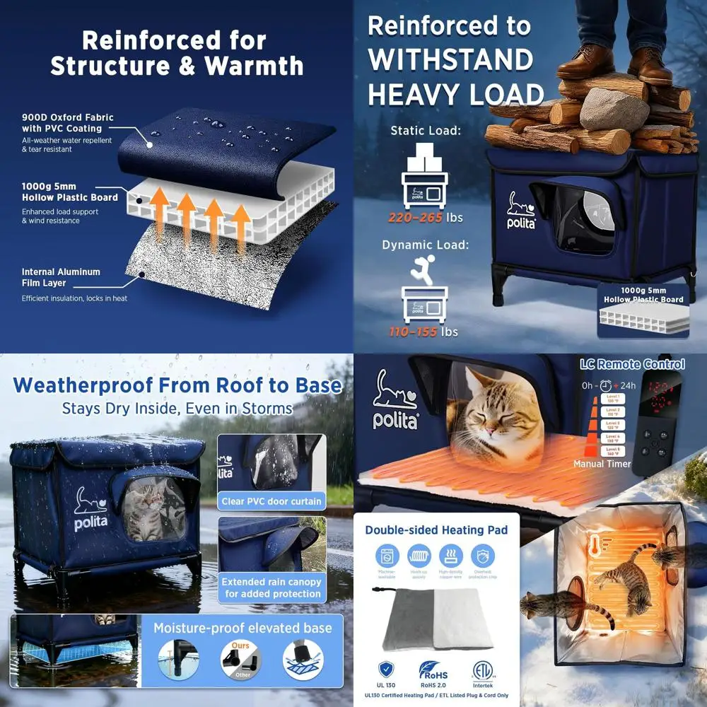 

Ультраизолированное укрытие для кошек на открытом воздухе: устойчивый к атмосферным воздействиям, повышенный дизайн с водонепроницаемым карнизом и аварийным выходом для бродячих кошек взитых