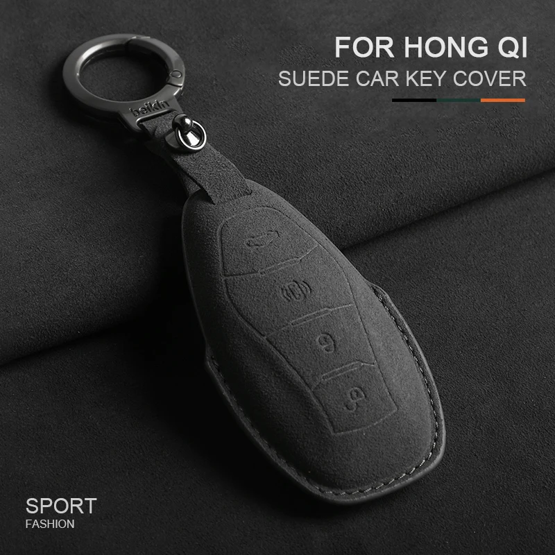

Suede Car Smart Remote Key Case For Hongqi HS5 H5 H6 H9 EH7 HS7 H7 L5 HS3 L9 HQ9 Key Protection Cover Shell Keychain Accessories