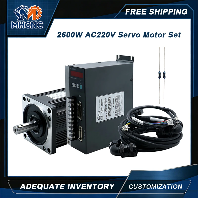 

Серводвигатель MHCNC 2600W 130ST-M10025 AC 10N 2.6KW 220V с драйвером T3A-H25F-RABF T3M-L30F-GABN, постоянный магнит, для ЧПУ