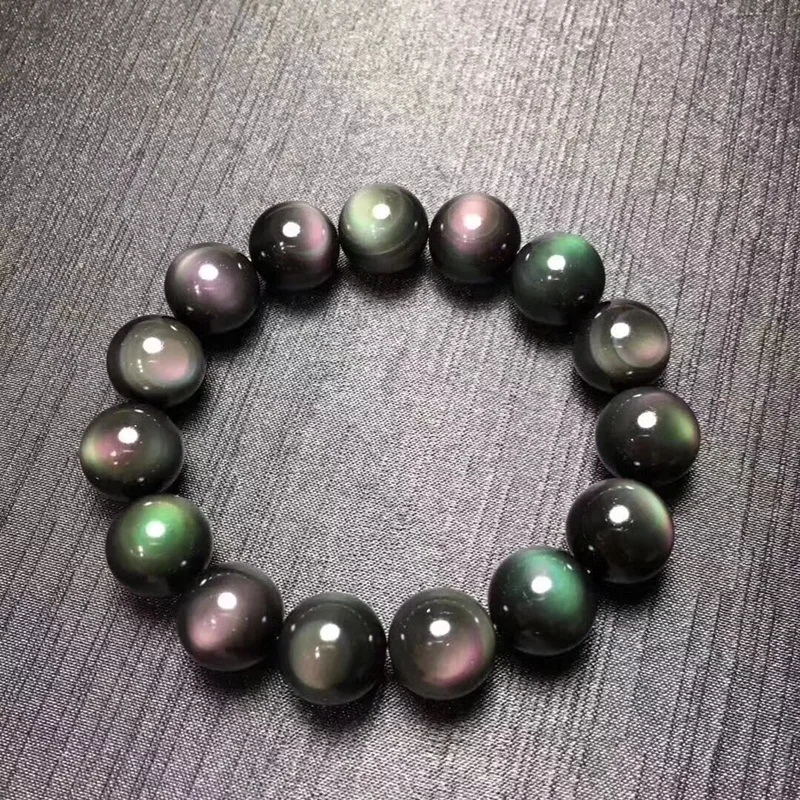 Rough Stone Pairs of Eye Obsidian Men Women Couple Single and Multi Circle 108 Beads Bracelet Or