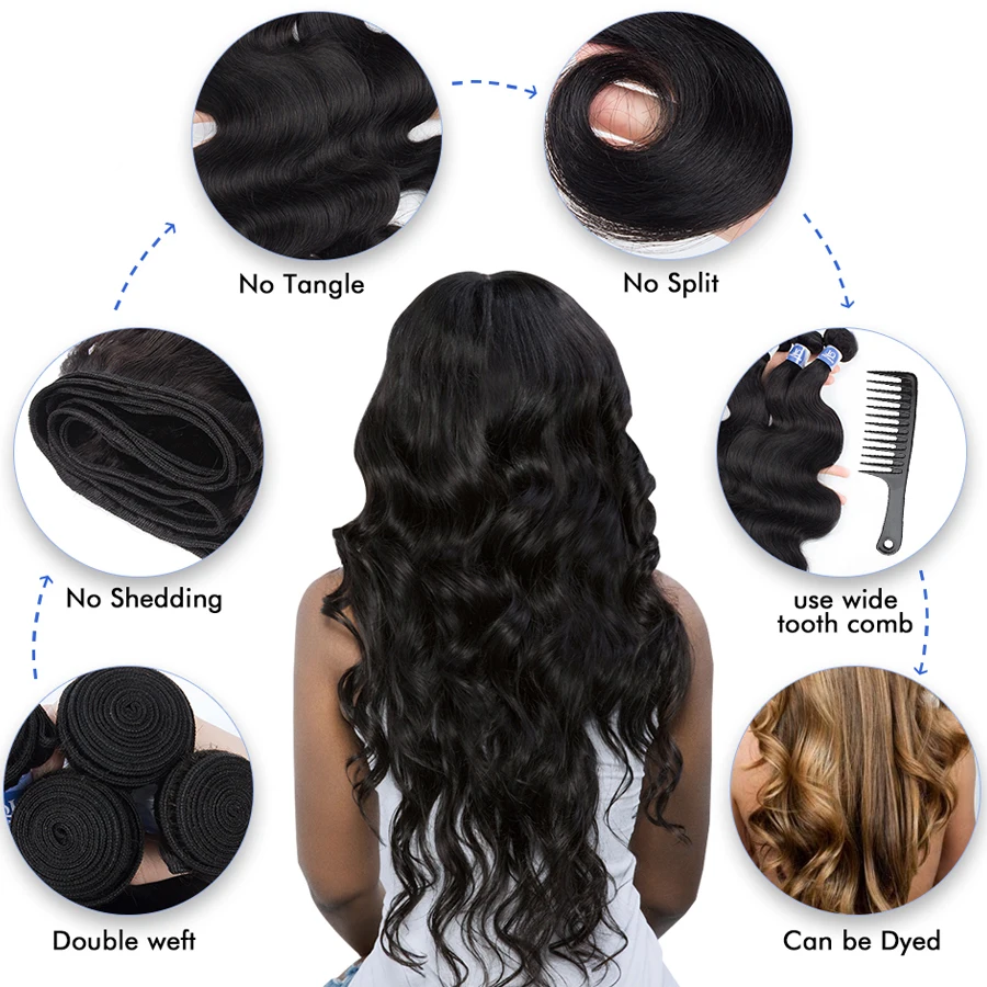 Brazilian Hair Weave Bundles Loose Body Wave 3 4 Bundles Virgin Remy Human Hair Bundles For women Raw Hair Extensions 28 30 Inch