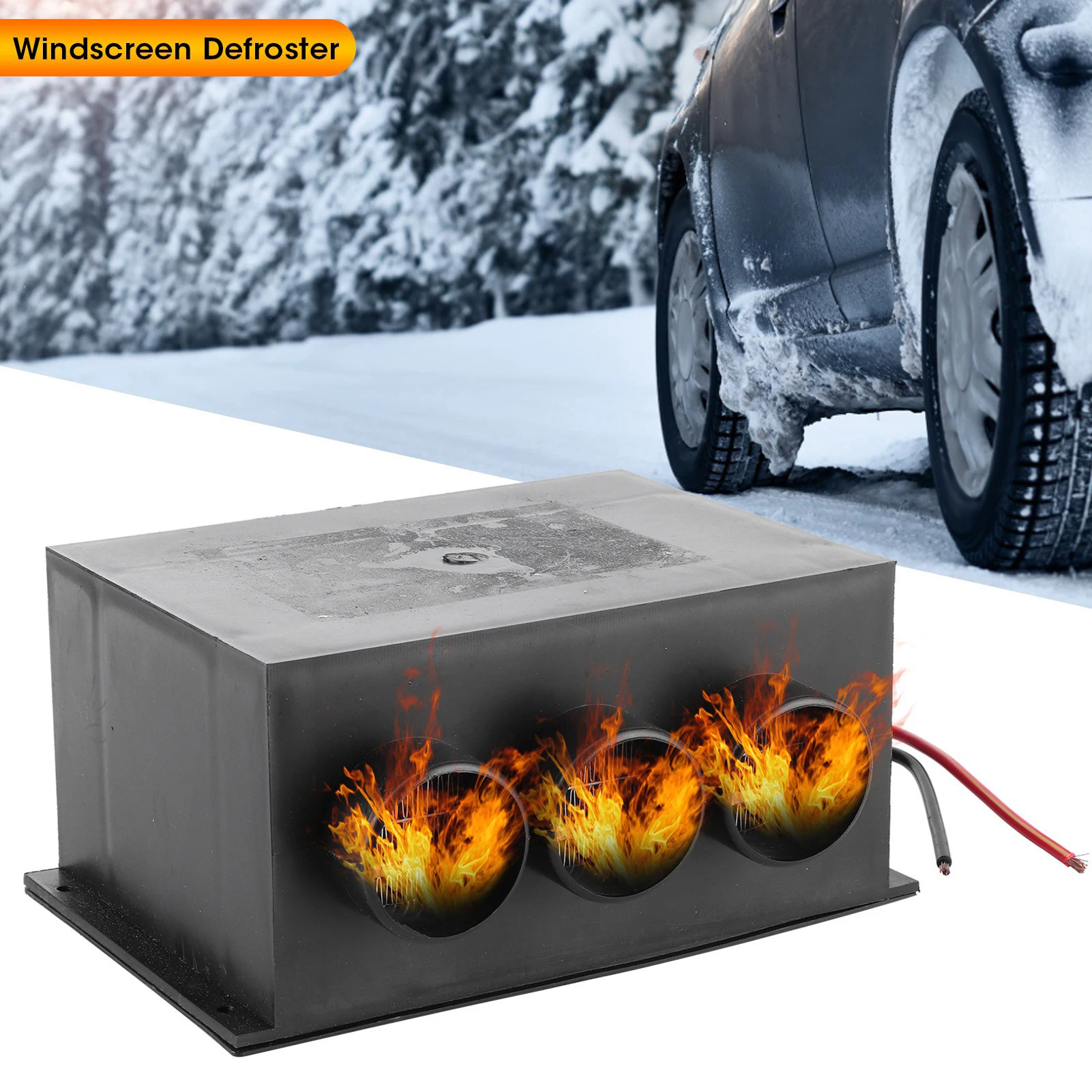 12V Car Heater 3 Hole Portable Winter Heating Warmer Windshield Defroster Fog Removing