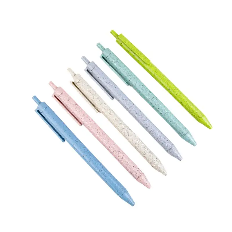 

10Pcs New Recycled Wheat Straw Retractable Ballpoint Pens,For Business Office Students Teachers Wedding Christmas