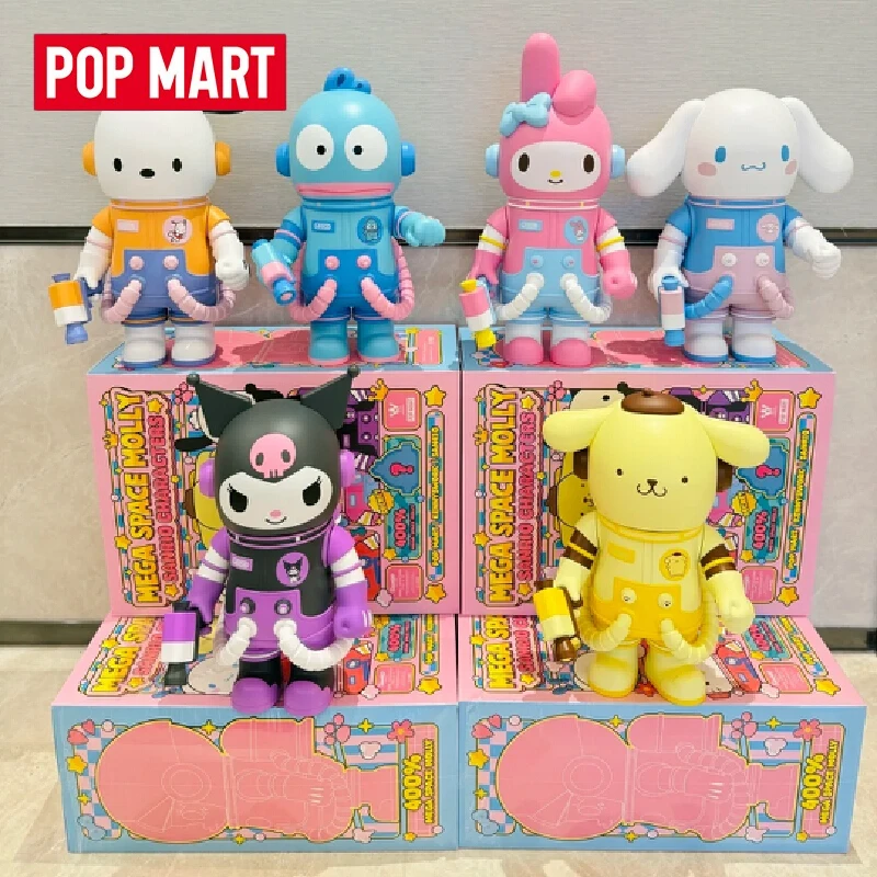 POP MART Mega Space Molly 400% Sanrio Family Series ฟิกเกอร์แอคชั่นอนิเมะ เฮลโล คิตตี้ ฟิกเกอร์น่ารัก เมโลดี้ คุโรมิ ของขวัญคริสต์มาสสำหรับเด็ก
