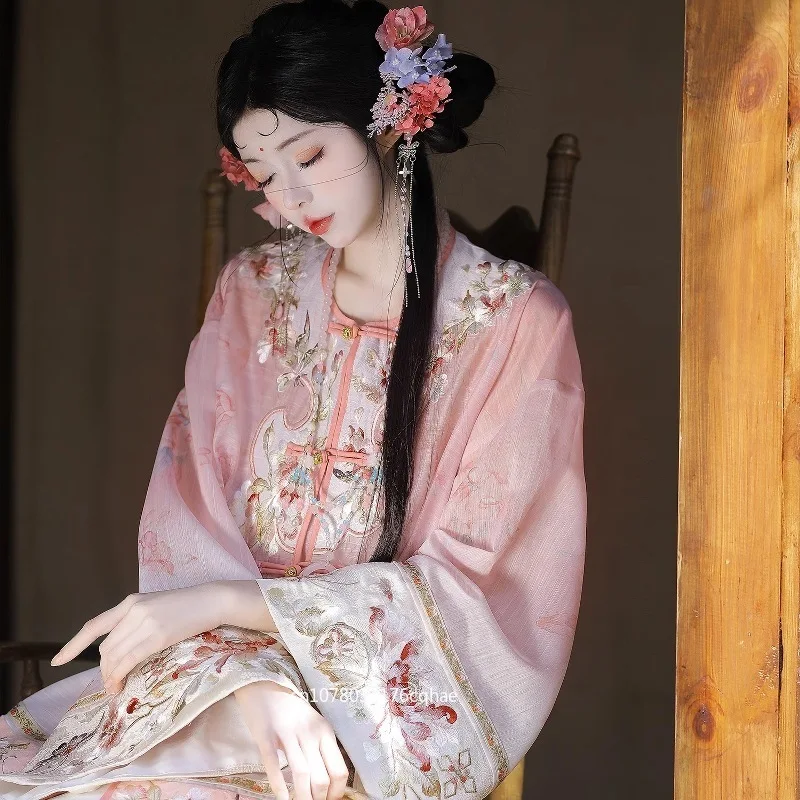

Chinese Fengqing Hanfu women's suit, heavy industry embroidery printing gradual change new Chinese antique dress