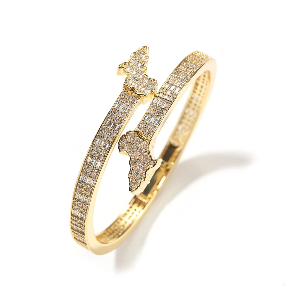 

Men's and women's bracelets plated with 18k gold zircon heart-shaped hip-hop rock fashion jewelry party accessories