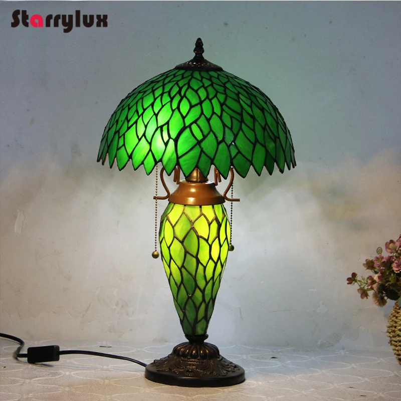 12 Inch Leaf European American Table Lamp Bedroom Nightstand Wedding Room LED Warm Light Decor
