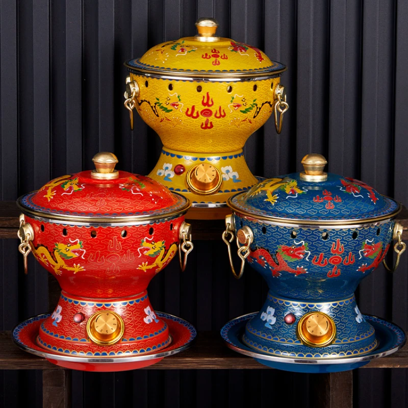

Cloisonne Медный горячий горшок Эмалированная заглушка для использования Чистая медь Hotpots Старый Пекин Баранина Уголь Чашка для натирания Одна человека Одна кастрюля