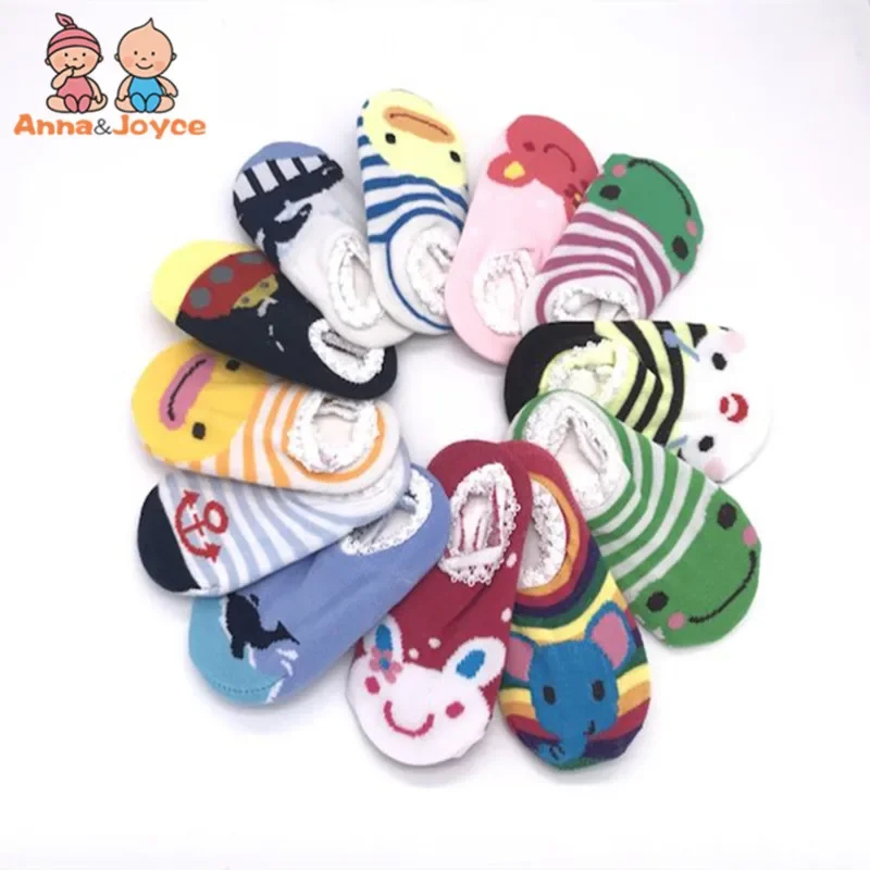 5pairs/Lot Cotton Lace Decoration Child Slip-Resistant Floor Socks Baby Cartoon Socks Thin Infant Sock