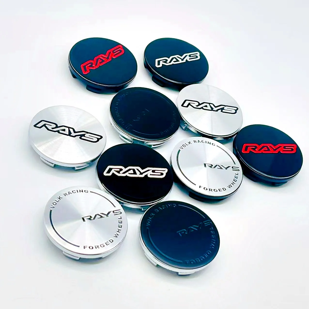 

4PCS JDM Sport Rim Cap Clip 51mm VOLK RACING RAYS Emblem Sticker Wheel Center Hub Caps Car Cover Cap Black & Silver