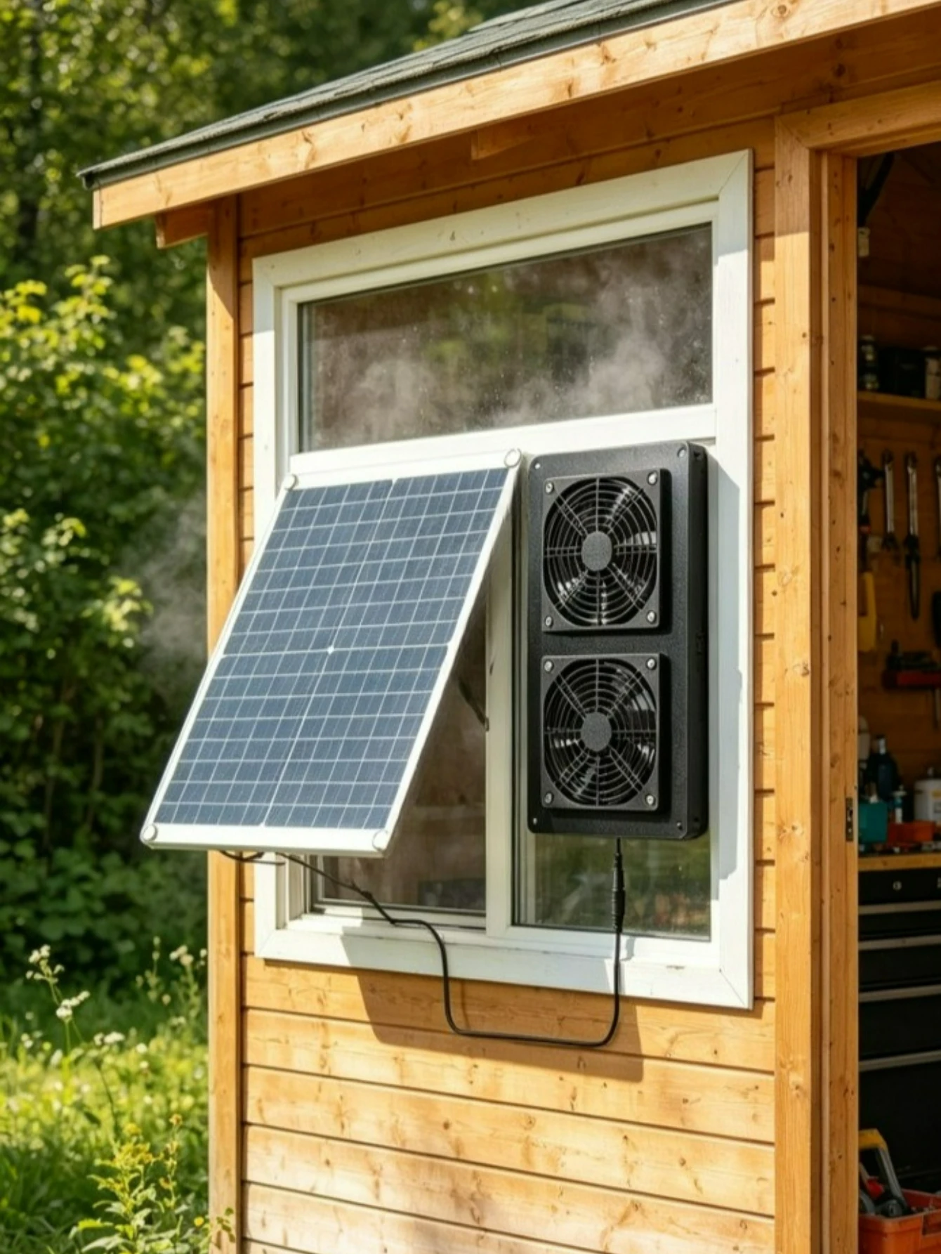 

20W 30W Solar Powered Dual Exhaust Fan Monocrystalline Panel Kit IP65 Waterproof for RV Greenhouse Chicken Coop Pet House Air