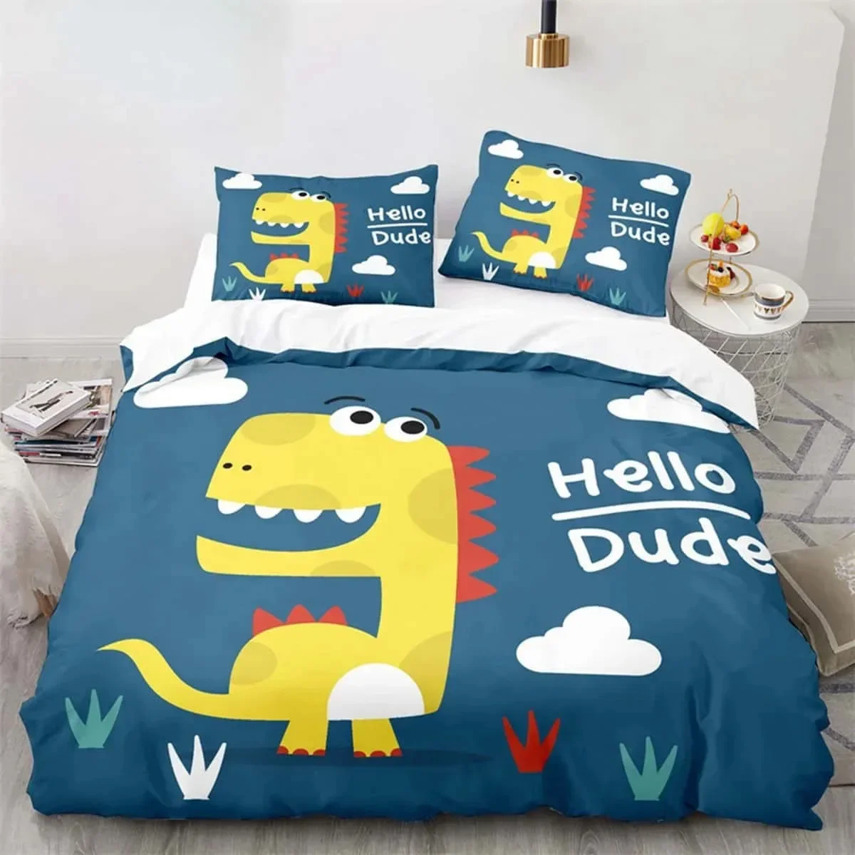 

Cartoon Dinosaur Duvet Cover Cute Animal Bedding Set Twin For Kids Boys Girls Decor Microfiber Comforter Cover With Pillowcases