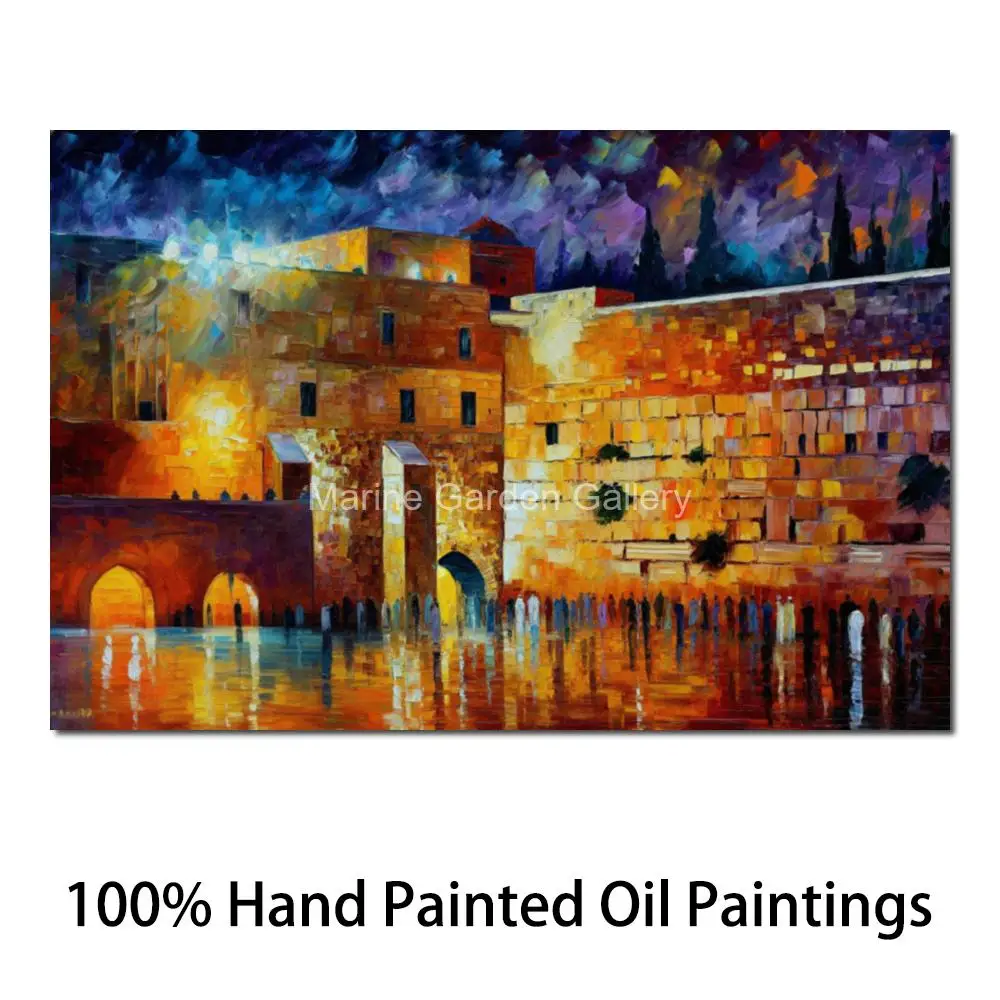 Textured Western Wall Jerusalem Oil Painting Kotel Prayer Hand Painted Jewish Wall Art Judaica Spiritual Living Room Home Decor