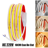 AC 220V COB Strip 240Leds/M IP65 Waterproof Driver Build In 10CM Can Be Cut Home Decor Flexible Ribbon Rope Tape LED Light