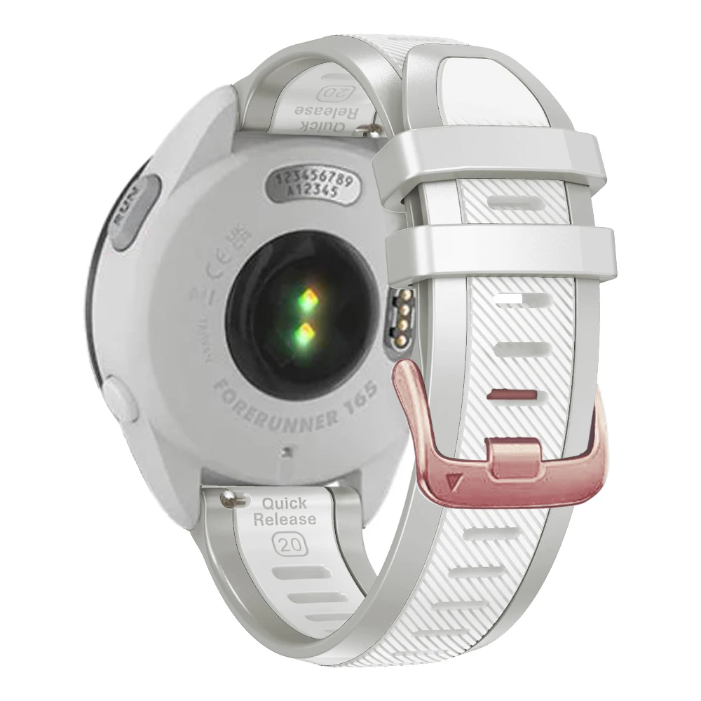 สายซิลิโคน20มม. สองโทนสำหรับ Garmin Forerunner 165เปลี่ยนเพลงกีฬาข้อมือสำหรับ Forerunner 165 245สายนาฬิกา645
