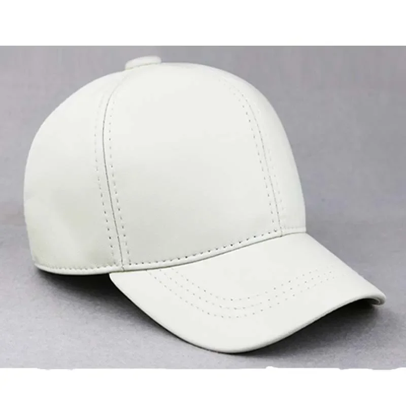 Female British Korean Sports White Baseball Cap Women Men Genuine Leather Duck Tonue Hats Male Casual Punch Hockey Golf