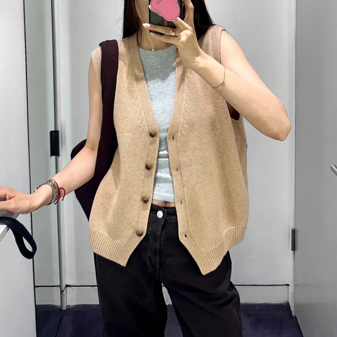 

Женский стандартный тонкий вязаный жилет, осенний новый 16a-1662