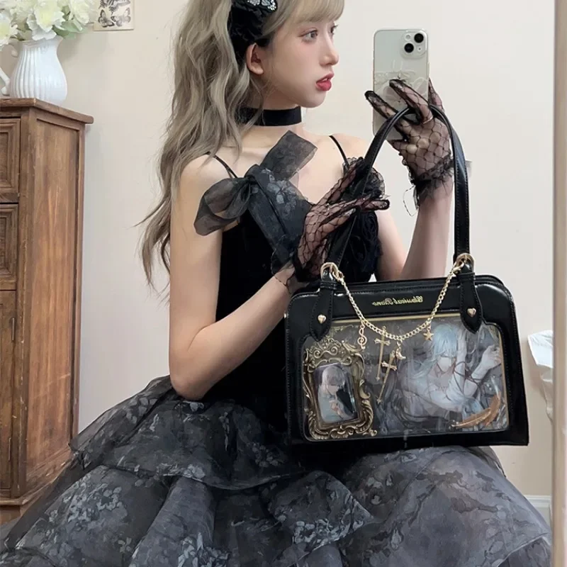 Ita Lolita Bag Elegant Transparent Shoulder Bags for Women Popular Trendy Uniform Underarm Bags All Match Cute Bow Bolsas Сумка