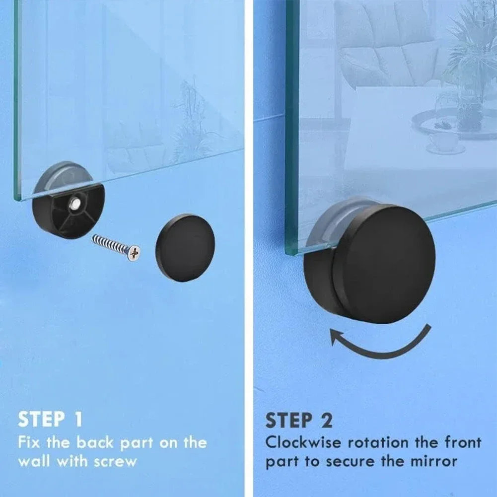 4 pezzi Specchio in vetro Clip in lega di zinco Supporto fisso Supporto per specchio da bagno Morsetto in vetro nero Clip di fissaggio per specchio Ferramenta per mobili ﻿