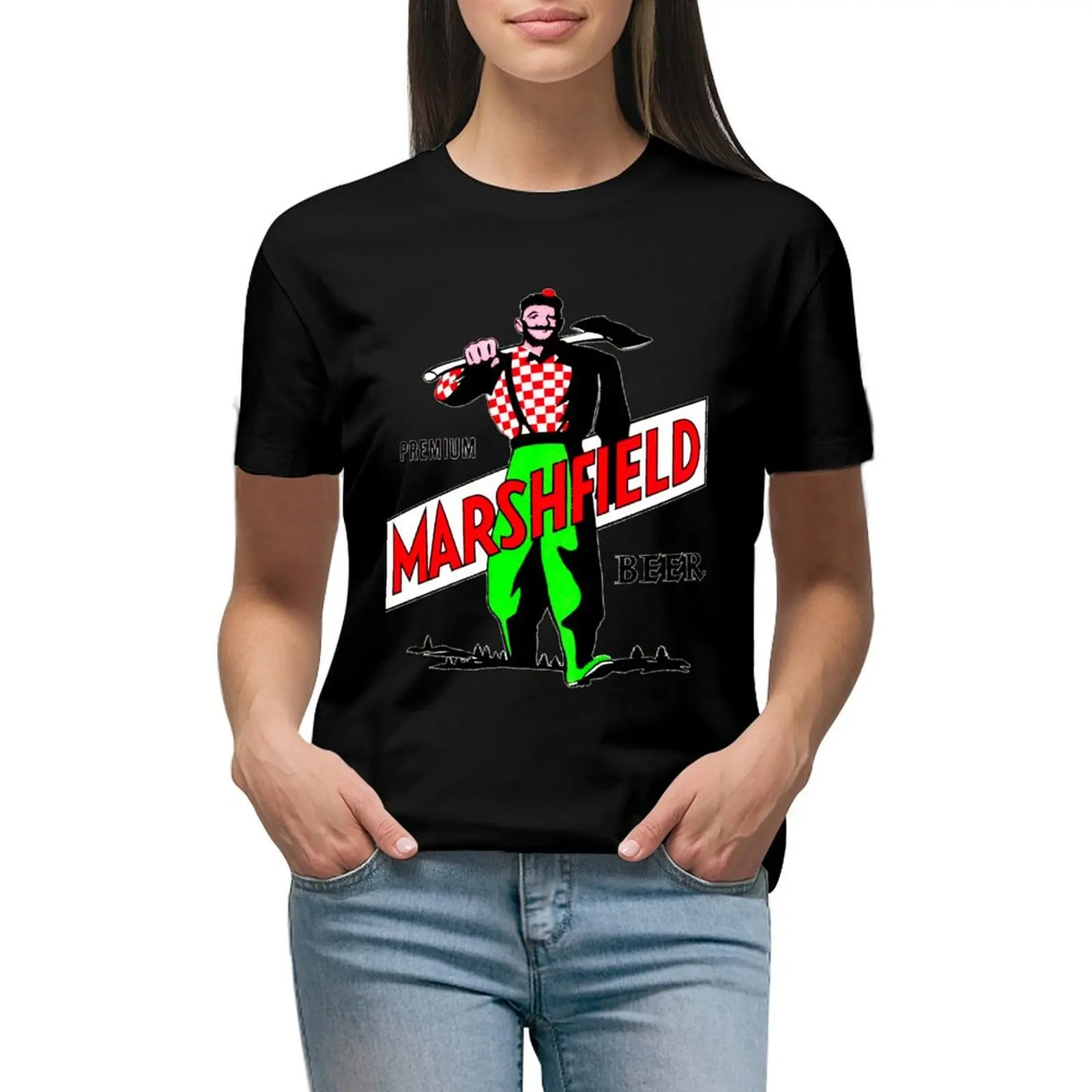 

1950s Marshfield Premium Beer logo T-shirt Female clothing oversized Woman fashion