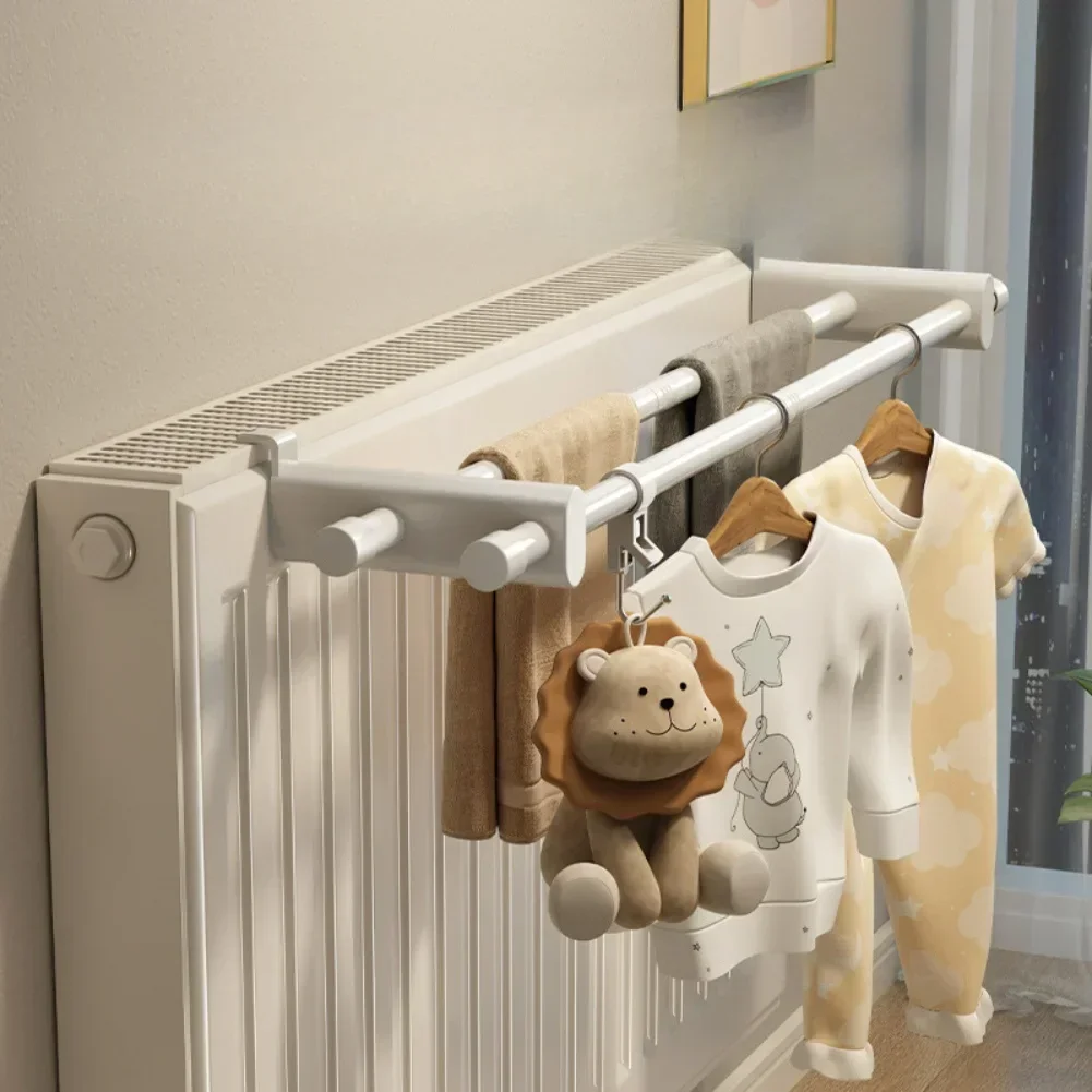 support-de-sechage-de-radiateur-de-50cm-sans-installation-pour-vetements-et-serviettes-support-peu-encombrant-conception-a-double-barre-abs-et-acier
