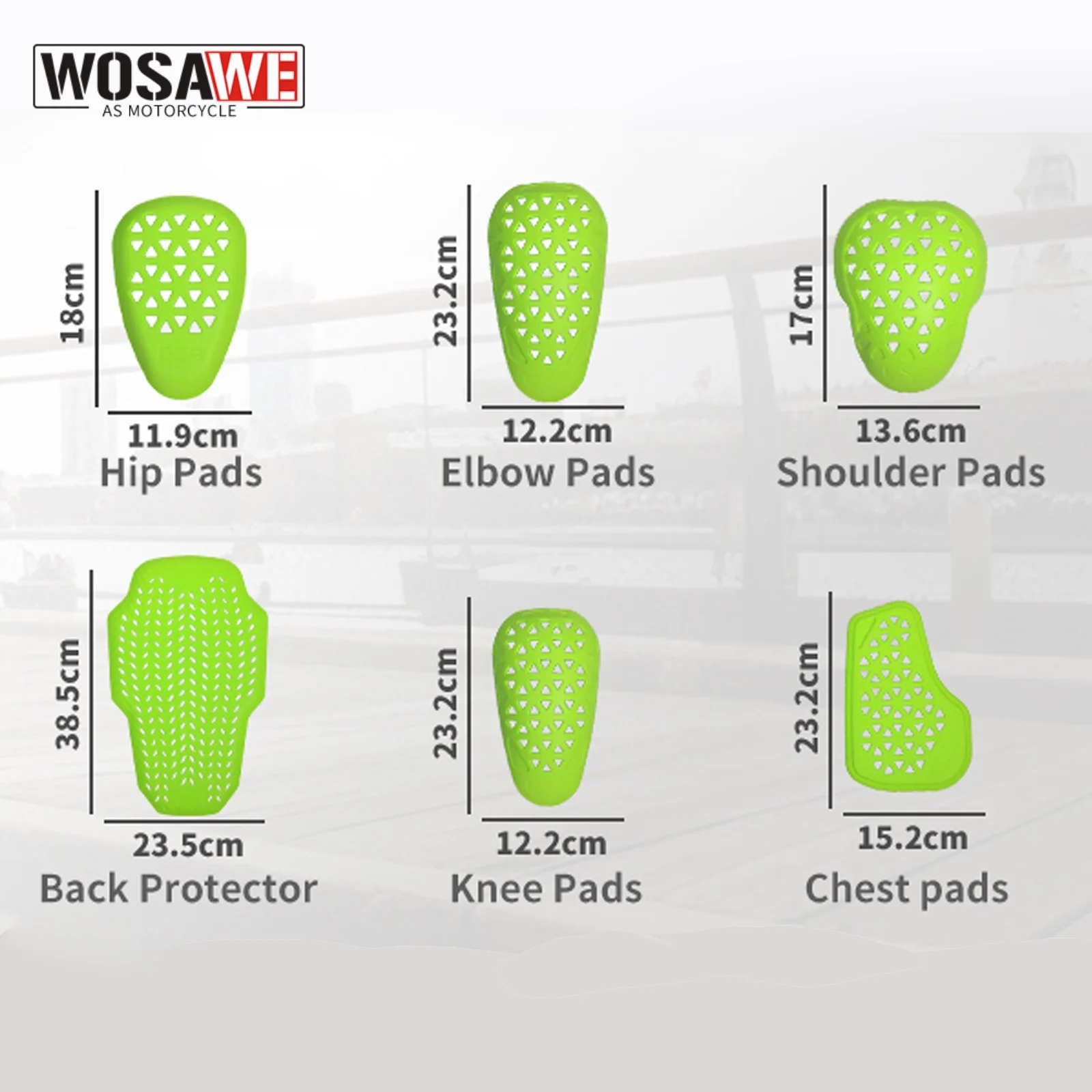 

WOSAWE Universal CE Level 1 Certified Motorcycle Armor Jacket Insert Back Protector Anti-Shock Rider Armor Back Spine Protective