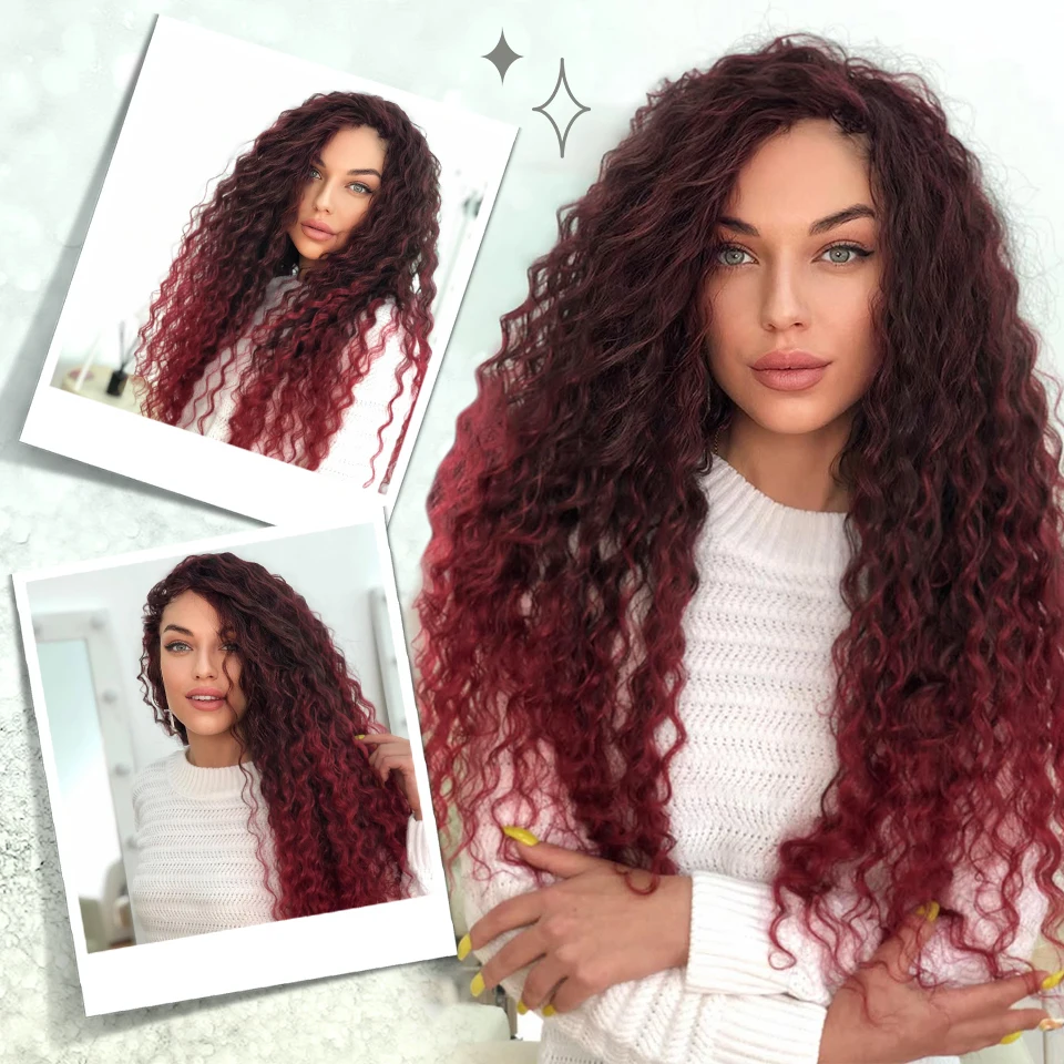 アフリカカールアリエル水波ツイストかぎ針編みヘア合成三つ編みアフロカールオンブルブロンドピンクディープウェーブ編みヘアエクステンション