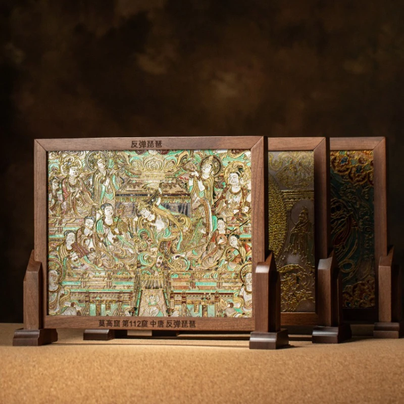 

Dunhuang murals silk engraved porcelain plate painting screen
