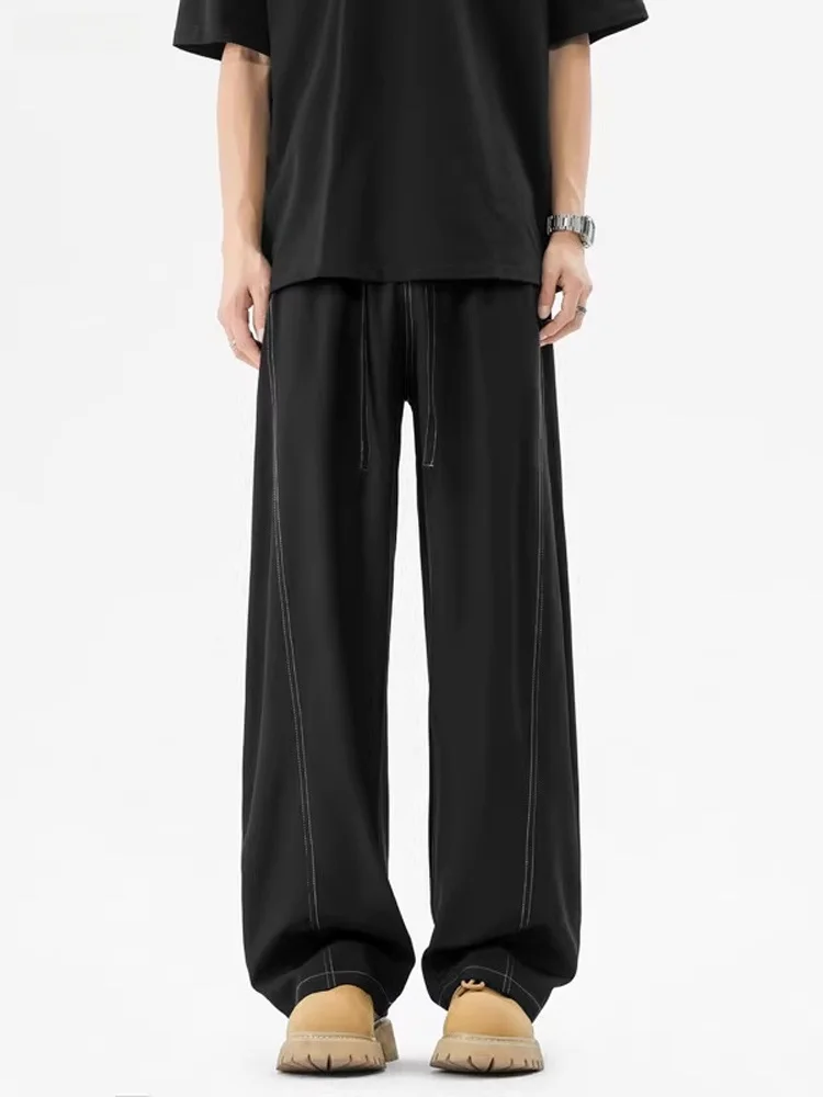 

Bla Drapey Широкие брюки Летние тонкие крутые ощущения ледяного шелка Мужские дизайнерские плиссированные модные брендовые повседневные брюки с ножом