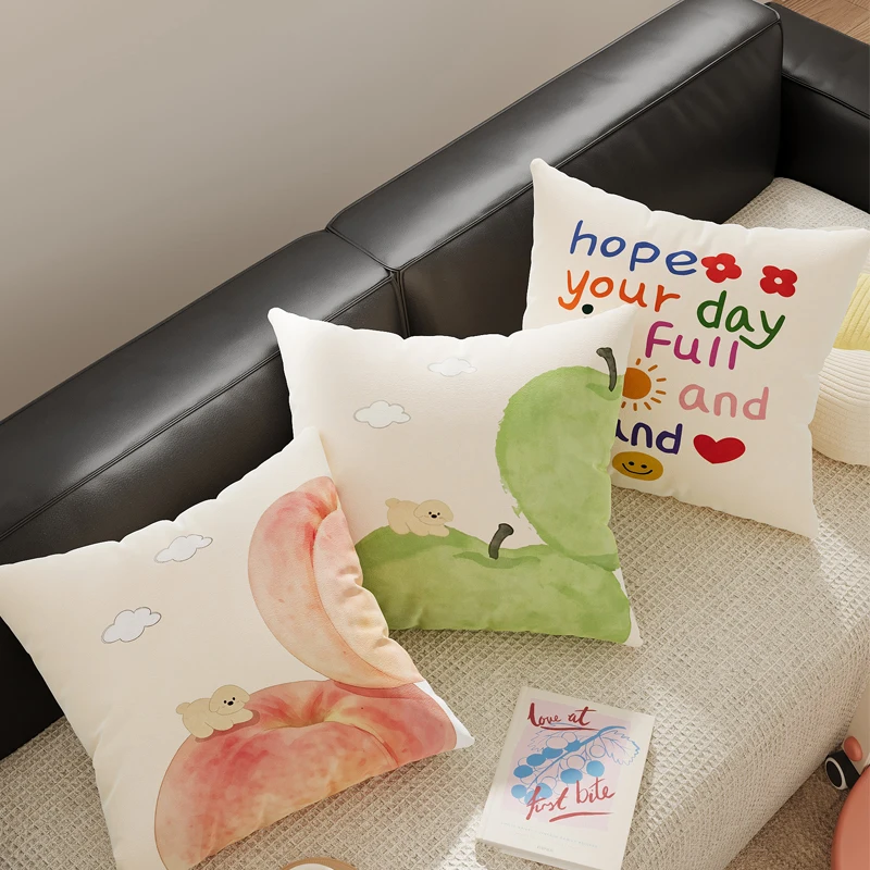 Simple Creamy Style Sofa Pillow Sample Room Children's Room Decorative Cushion Hotel Homestay Atmosphere Pillow Rectangular S...