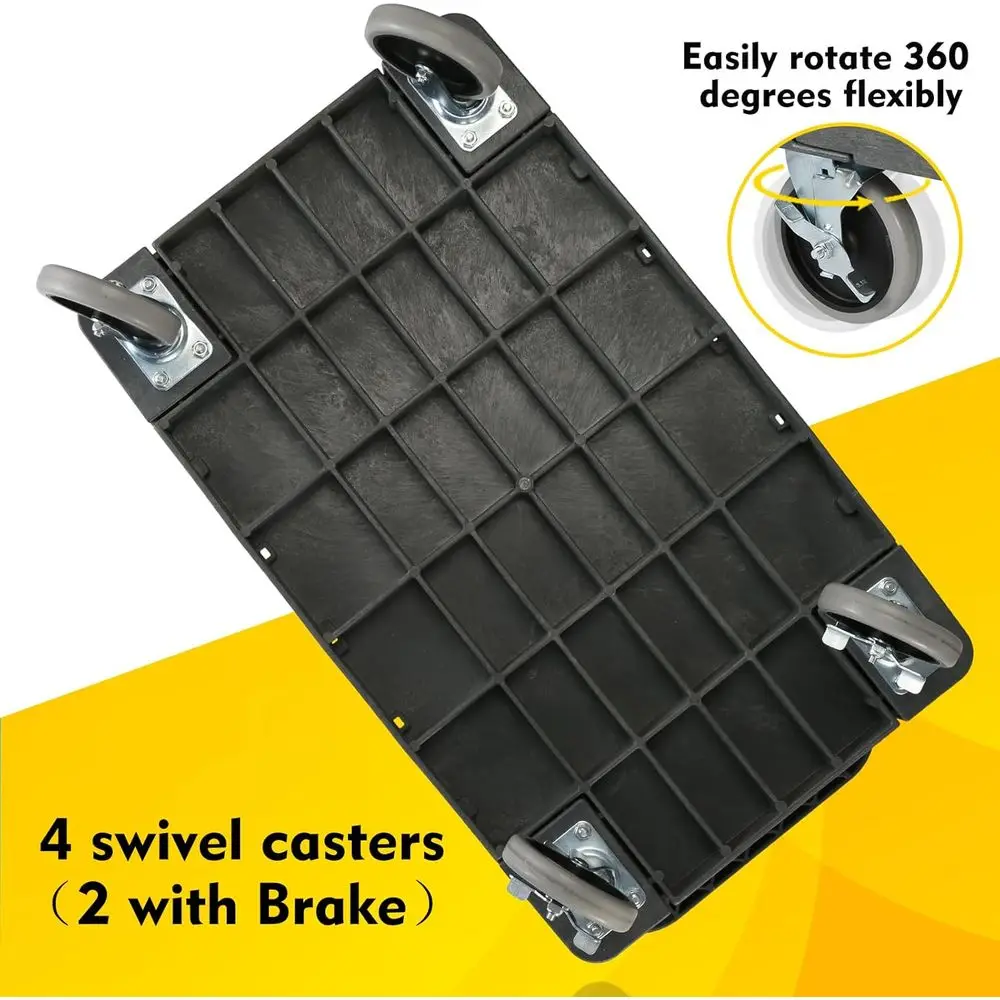 Wytrzymały 2-poziomowy wózek narzędziowy z tworzywa sztucznego, płaska platforma 37x18,8 cala, kółka obrotowe, udźwig 250 kg, idealny do magazynu, garażu, sprzątania - G