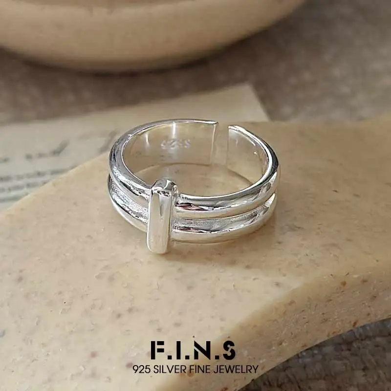 

F.I.N.S оригинальное минималистичное однотонное кольцо из стерлингового серебра S925, корейское модное простое многослойное глянцевое повседневное ювелирное изделие на палец