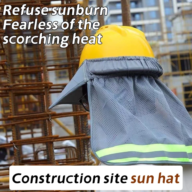 

New Reflective Mesh Reflective Cap Breathable Anti-UV Beach Hat Neck Protection Shawl Universal Sunscreen Hat Safety Helmets