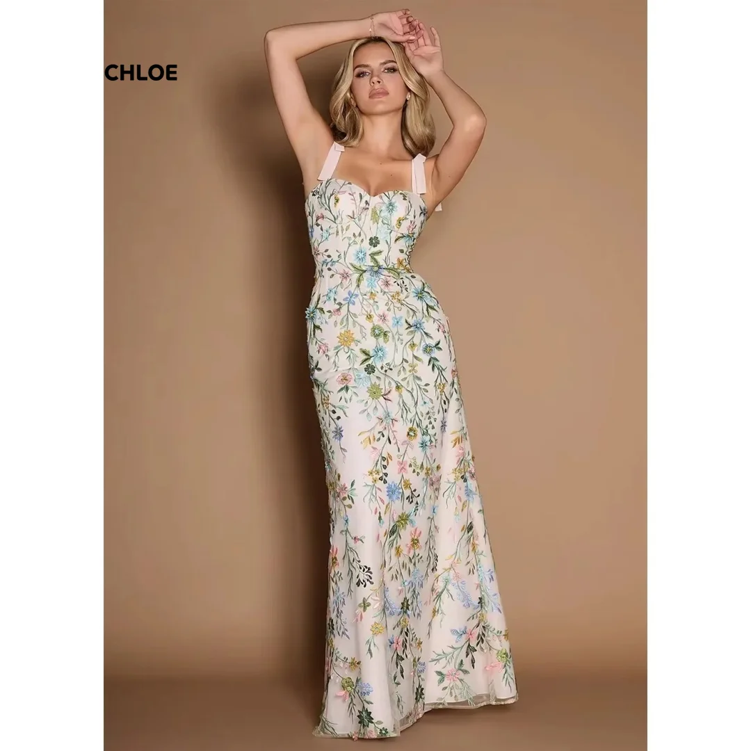 

Индивидуальные вечерние платья для женщин: Элегантное роскошное женское вечернее платье А-силуэта с 3D цветами, без рукавов, с вышивкой и кружевом, для выпускного вечера