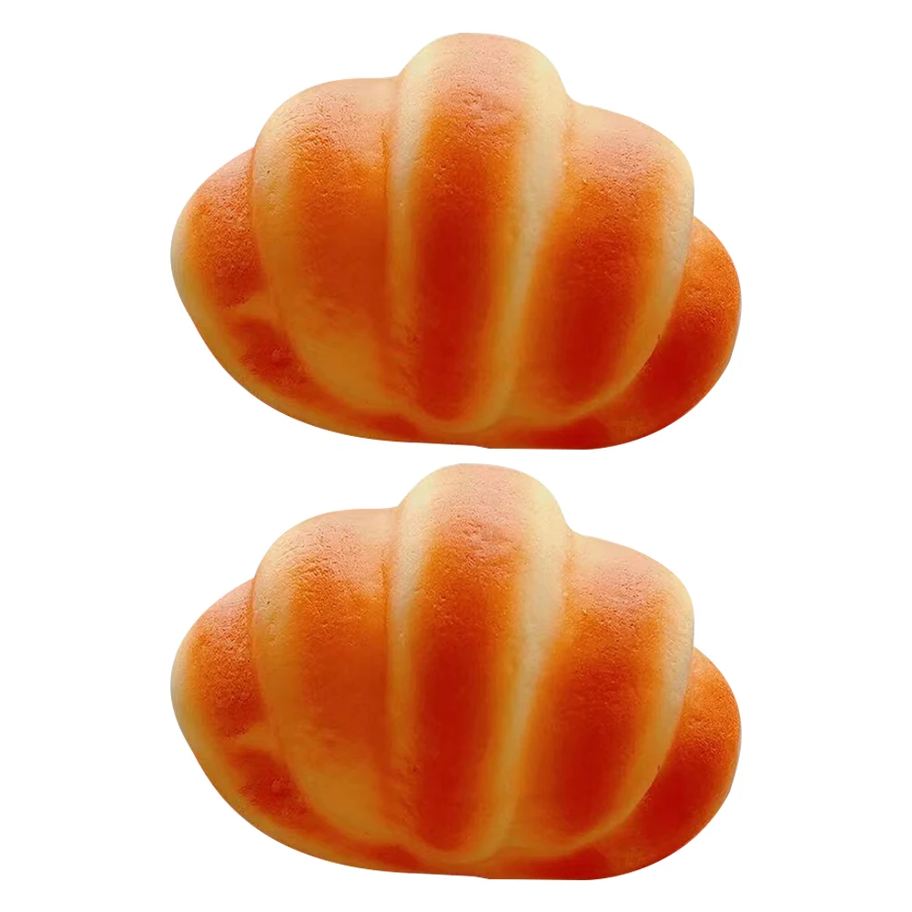 2 Pcs Food Toy Artificial Bread Ornament Fake Showcase Prop Croissant Model Slow Rebound
