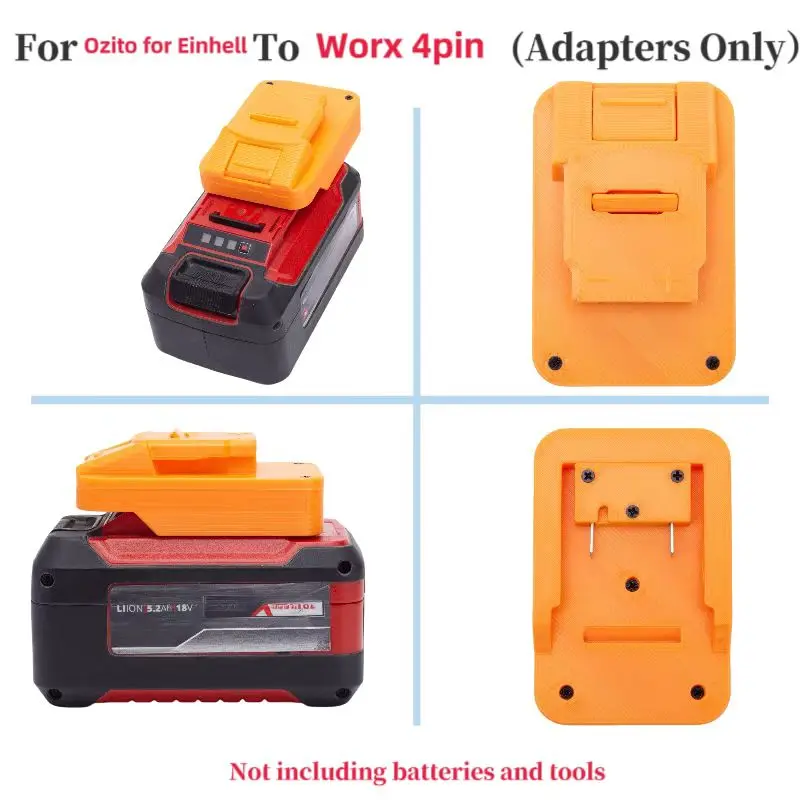 Battery Adapter Converter For Einhell  Ozito 18V Lithium Converter To Worx 4PIN Tools Converter r(Not include tools and battery)