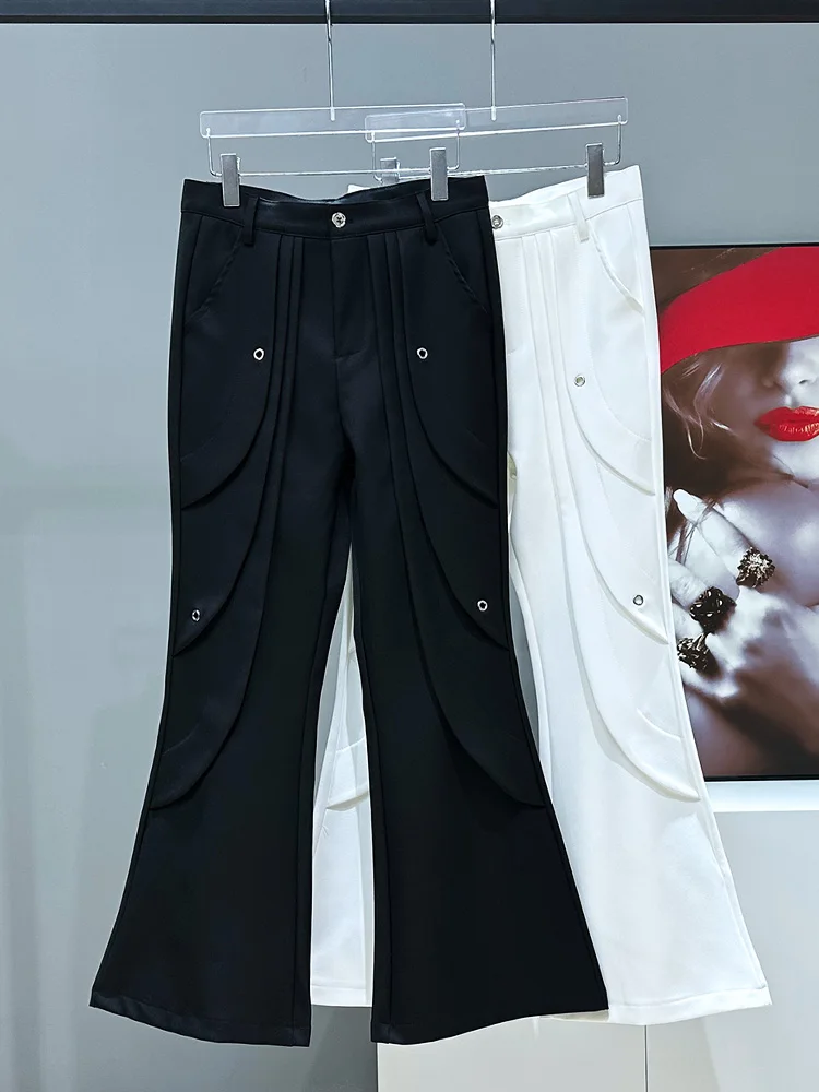 

Casual Loose Wide Leg Pants Men's Heavy Dra Micro Flared West Pants Youth ular Sle Autumn Season Cool Sle Pure Color