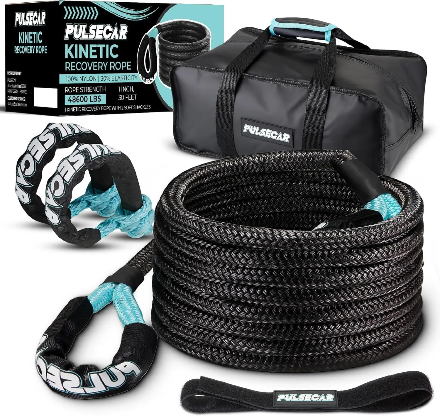 

Сверхмощный буксирный трос с кинетическим восстановлением 1 x 30 футов, 48600 фунтов с мягкими дужками для грузовика, внедорожника, квадроцикла, UTV Jeep — прочный эластичный синий